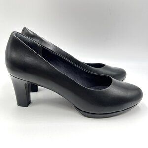 8.5W 8.5 WIDE WIDTH Rockport‎ Womens Leah Black Leather Pumps Heels Shoes